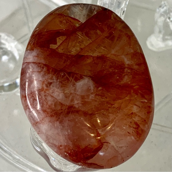 2" RED FIRE QUARTZ Hematoid Crystal Polished Palm Stone Tumble Madagascar 73g - Picture 10 of 13